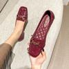 Trendy brand size leather single shoes women's flat-soled versatile Doudou shoes square head soft leather soft sole casual loafers 43 ladyshoes
