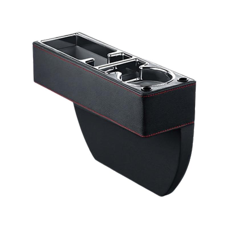 Universal Leather Car Interior Storage Solution For Adjacent Seat Includes Drink Support And Phone Pocket Works With Many Vehicles 30cm X 10cm X 6cm