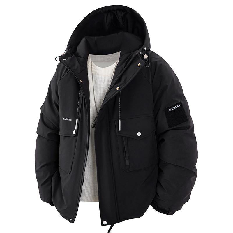 Uformell herrejakke i bomull ensfarget løs vinter daglig varm