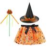 3Pcs/set Broom Childern Halloween Costumes Pointy Hat Halloween Cosplay Costumes  Girls