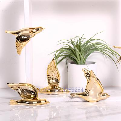 Creativity Ceramics Bird Simulation Animal Golden Background Wall Wall Hanging Modern Home Decoration Pigeon Accessories