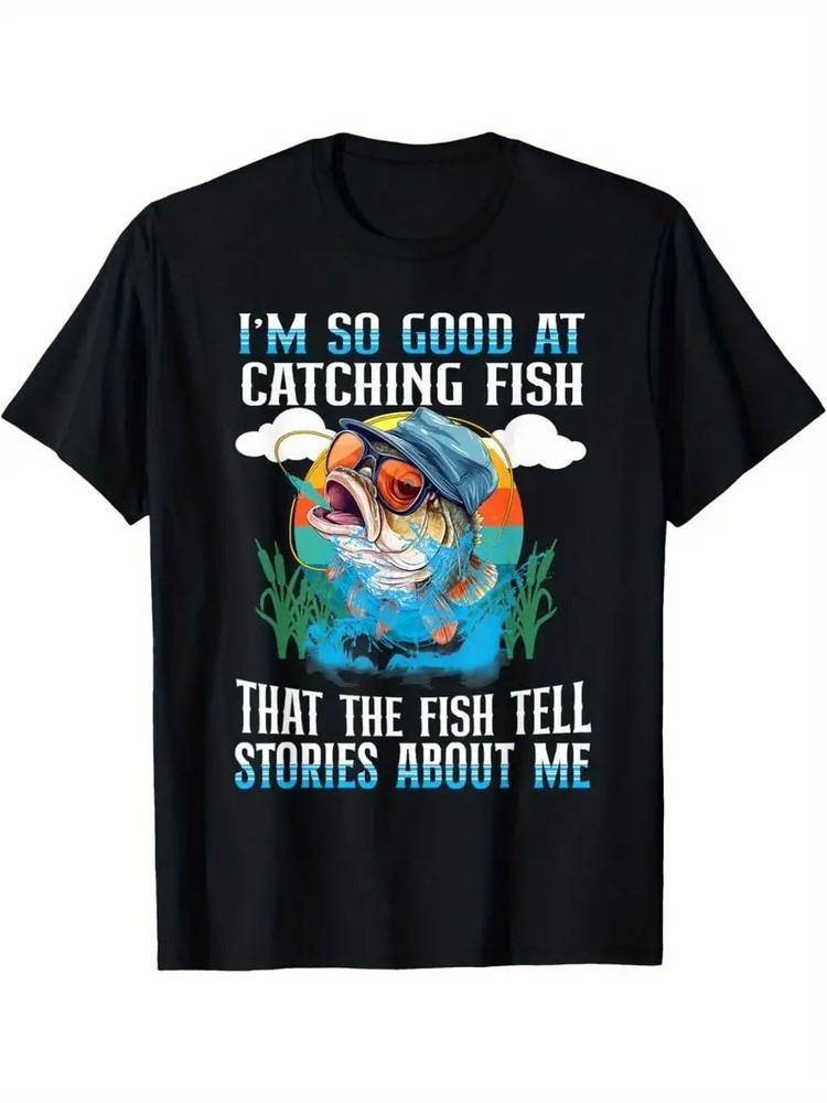 

Men s Fun Fishing Graphic Tee - Soft Cotton, Breathable and Comfortable, Vibrant B S