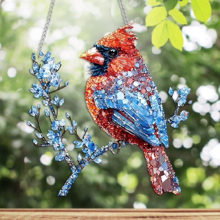 Stained Acrylic Wall Art 2D Colorful Bird Design Window Hanging Ornament Home Office Store Decoration Compacts Size