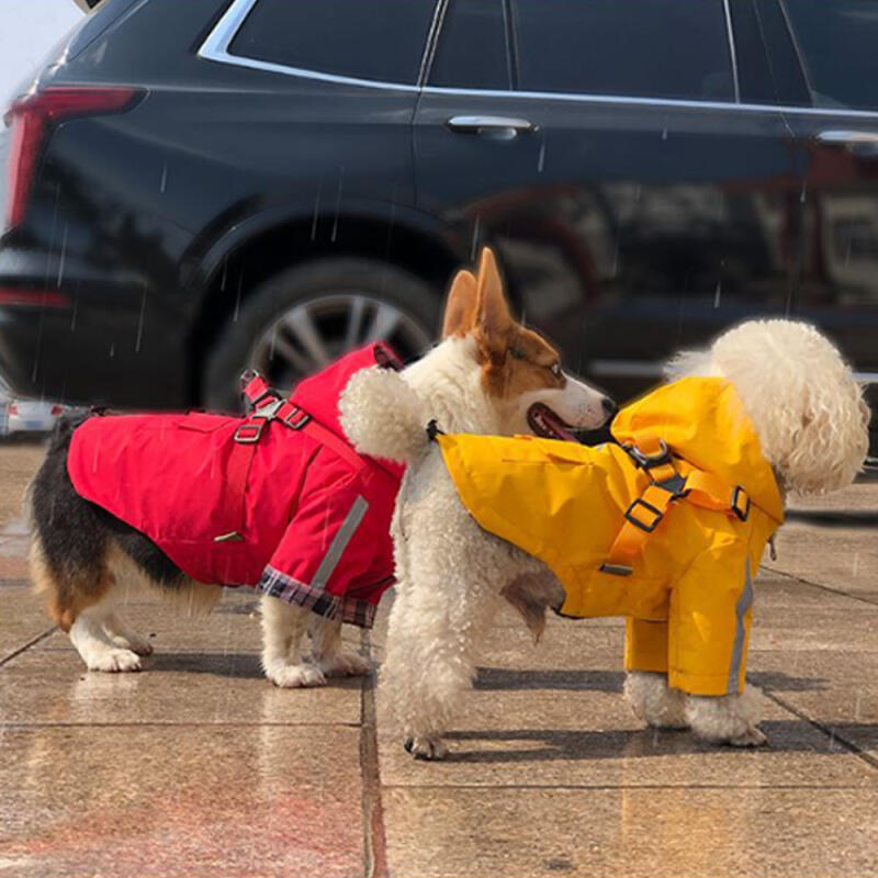 Bowdog Safety First Raincoat Puppy Reflective Raincoat Poncho Yellow