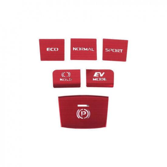 Center Console Red For Toyota Camry 2018- Gear Shift Button Sticker 6X Alloy