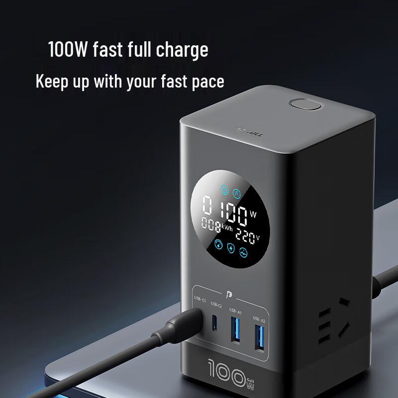 BULL 100W GaN Smart Desktop Power Strip with USB-C & Display