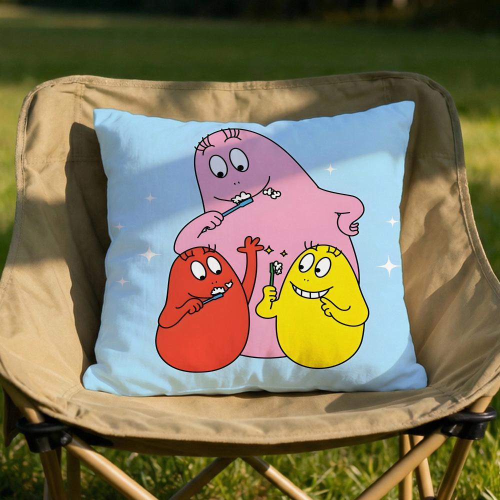 Cartoon BBarbapapa Cushion Cover Soft Reversible  Durable Pillow Cover  MultiScene Use for Home  Car Daily Comfort