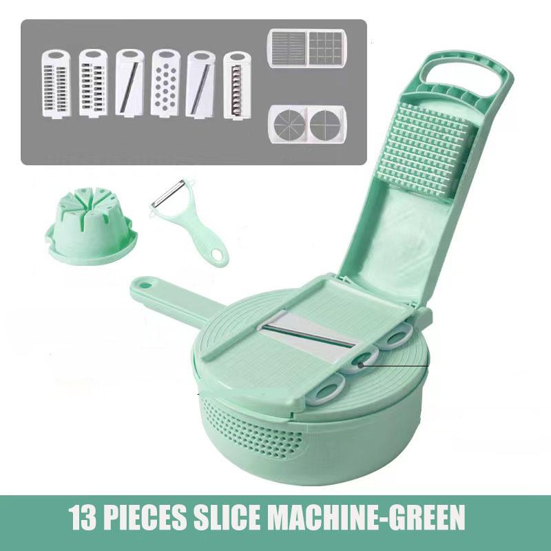 13-piece Kitchen Vegetable Cutter Dicer Shredded Sliced Fruit Divider Upgrade Storage Box for Salad Potato Tomato