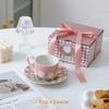 Premium Leisure Style Coffee Mug and Saucer Tulip Pattern French Afternoon Tea Dessert Cup and Dessert Plate Breakfast Milk Gifts Cup