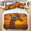 Grassland Giraffe Pattern Bedding Quilt Set Quilt Cover Pillowcase Home Decoration Birthday Gift (1 * Duvet Cover + 2 * Pillowcase, Without Core)