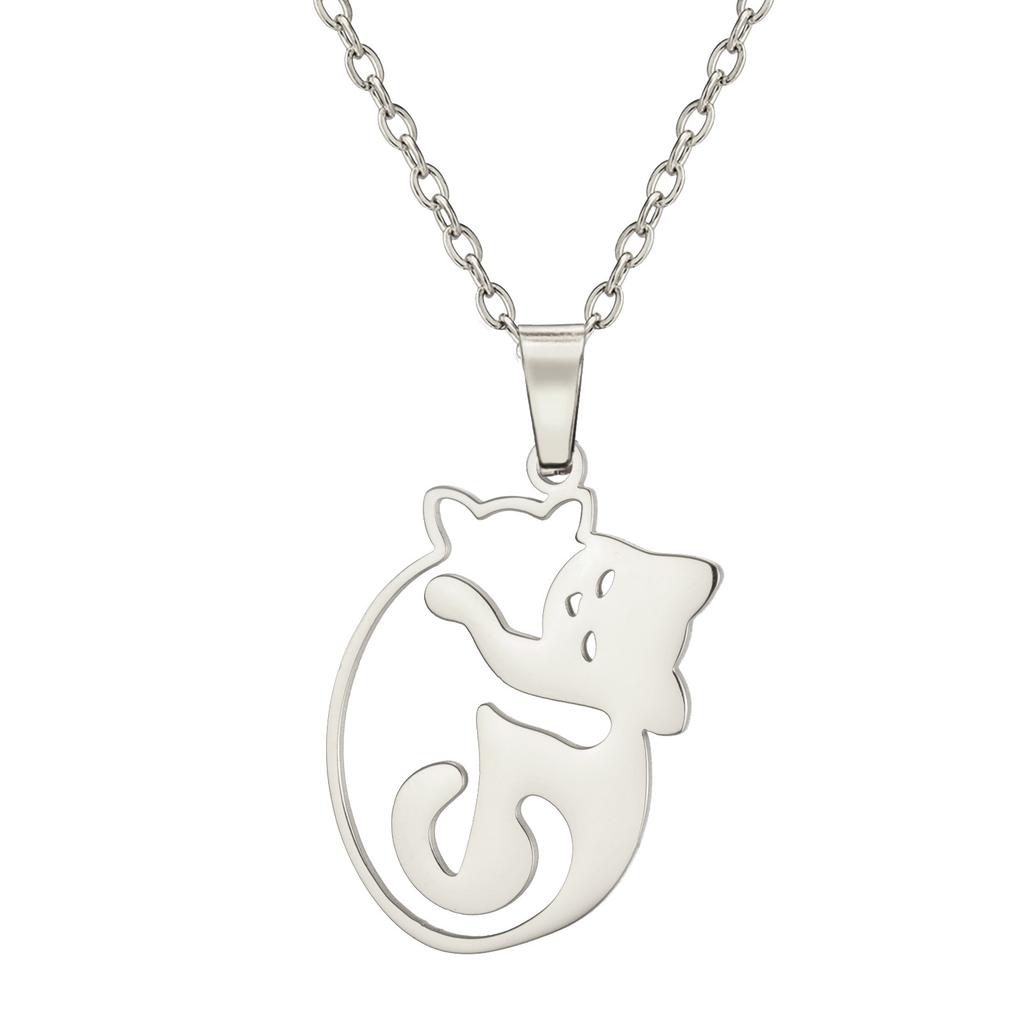Fashion Minimalist Women Cat Pendant Necklace Delicate Collarbone Chain Elegant Small Jewelry Gift