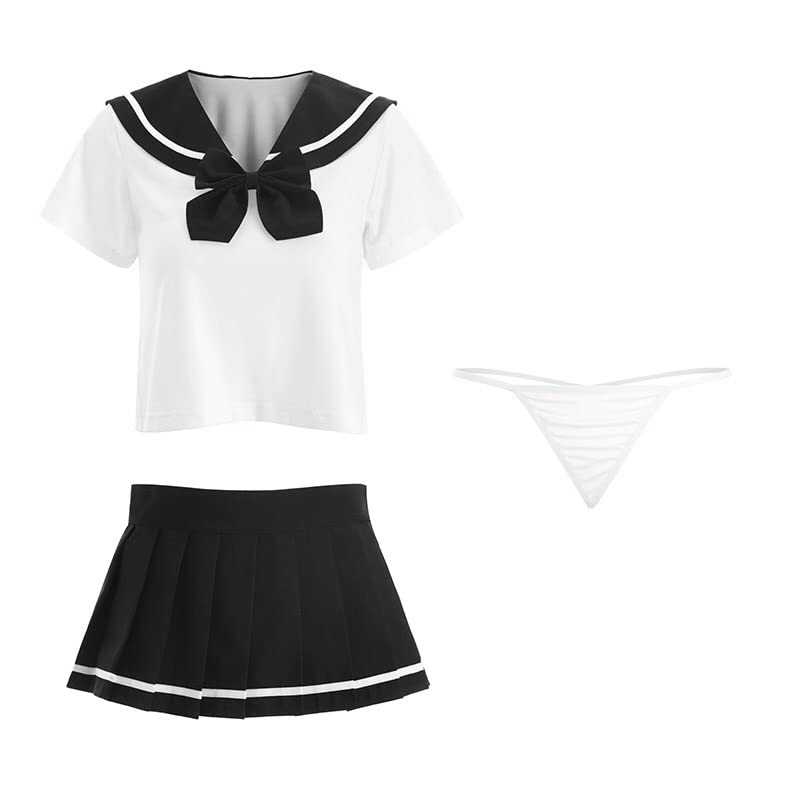 Sexy Sailor Erotic Adult Naughty Navel Short High School Cute Mini One Size Fits Black [SENMHS] Uniform, Underwear, Cosplay, Cosplay, Baring,