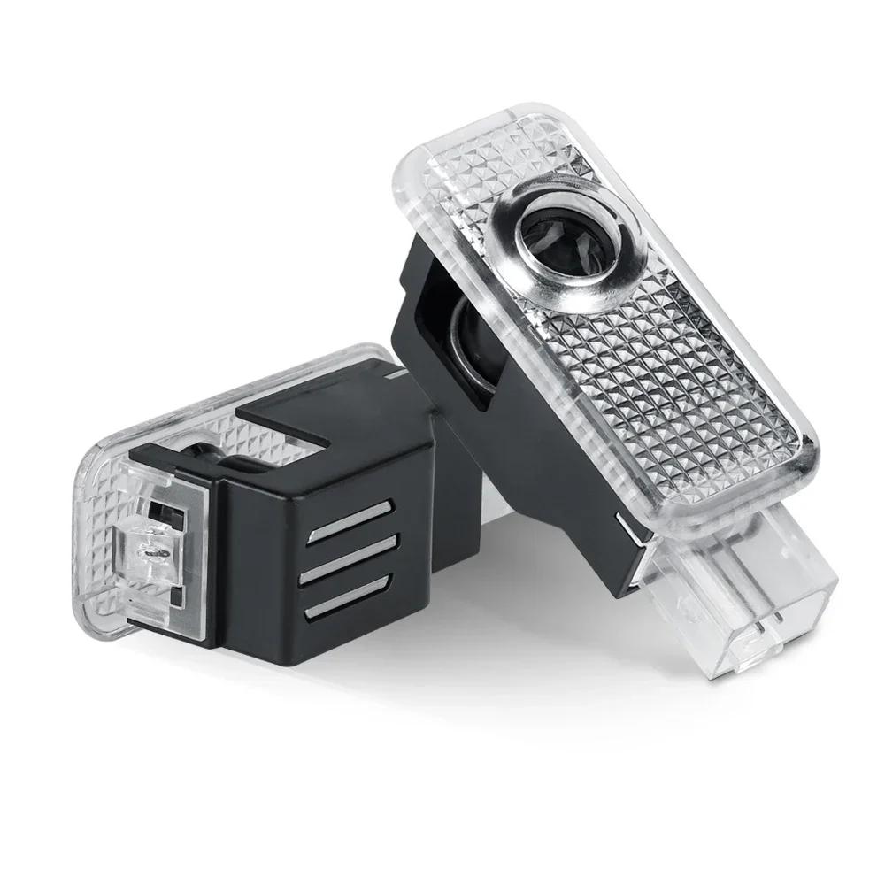 For Audi 2pcs Car HD Projector Lamp LED Door Welcome Light Sline Quattro RS S4 S5 S6 S7 S8 A3 A4 A5 A6 A7 A8 Q7 RS5 RS6 RS7