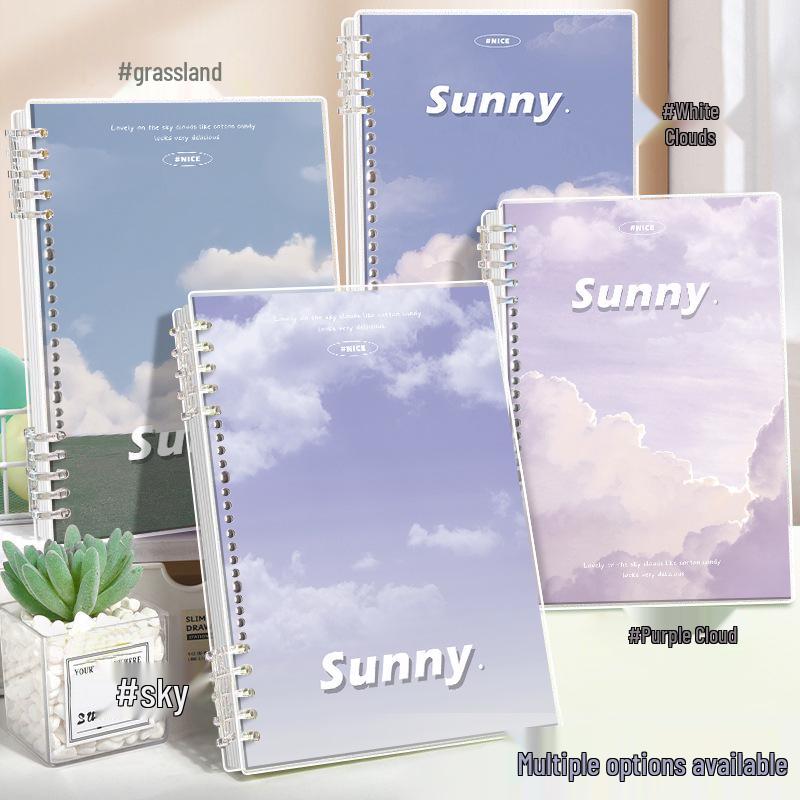 Comfort-Grip A5 Loose-Leaf Notebook: Large Capacity, Clear Sky Cover, Student-Friendly Lined & Grid Pages