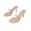 Summer Transparent Crystal Sexy High-heeled Sandals with Thin Strips and Women's Cool Slippers