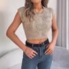 QICED Spring Summer Heart-shaped Hollowed-out Crop Top for Women's Vacation