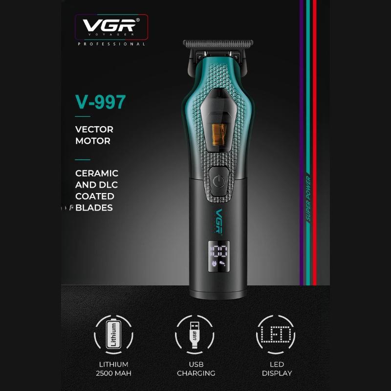VGR Electric Hair Clipper Men's Oil Head Carving Electric Push Gradually Changing Color Metal Body 11000 RPM Hair Clipper V-997 Home Hair Trimming