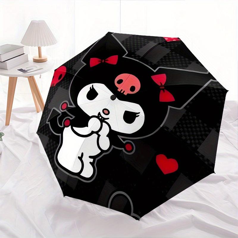 1pc Gothic Kuromi with Hearts Umbrella with Plastic Handle,Suitable for All Seasons Home Travel Outdoor UmbrellaSanlio041