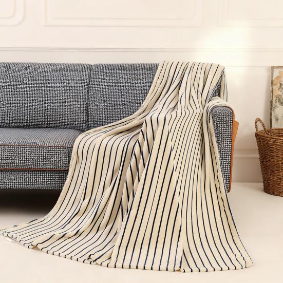 Kids Throw Blanket Super Soft Lightweight Warm Couch Chair Cover Striped Design Portable Versatile Bed Cover