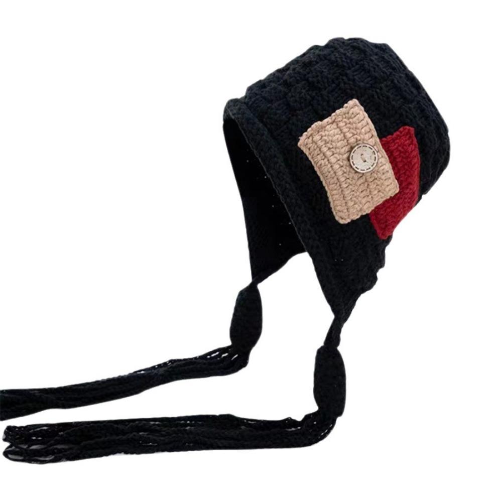 Keep Warm Knitted Hat with Long Tassels Harajuku Designed Pullover Hat Ear Protection Hat  Daily