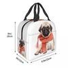 Winter Funny Fawn Pug Funny Dog Lover Insulated Lunch Bag for Women Office Cooler Thermal Food Box Tote Lunch Boxes Container