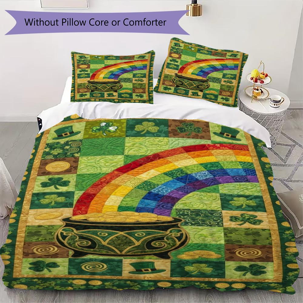Coins&Rainbows Pattern Bedding Uilt Set Uilt Cover Pillowcase Home Decoration Birthday Gift (1 * Duvet Cover + 2 * Pillowcase  Without Core)116