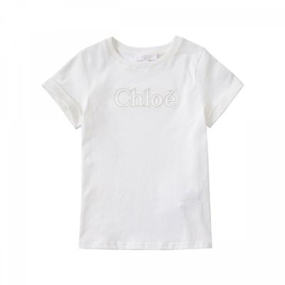 Chloe C20110 117 Logo Embroidery Kids Short Sleeve Tee