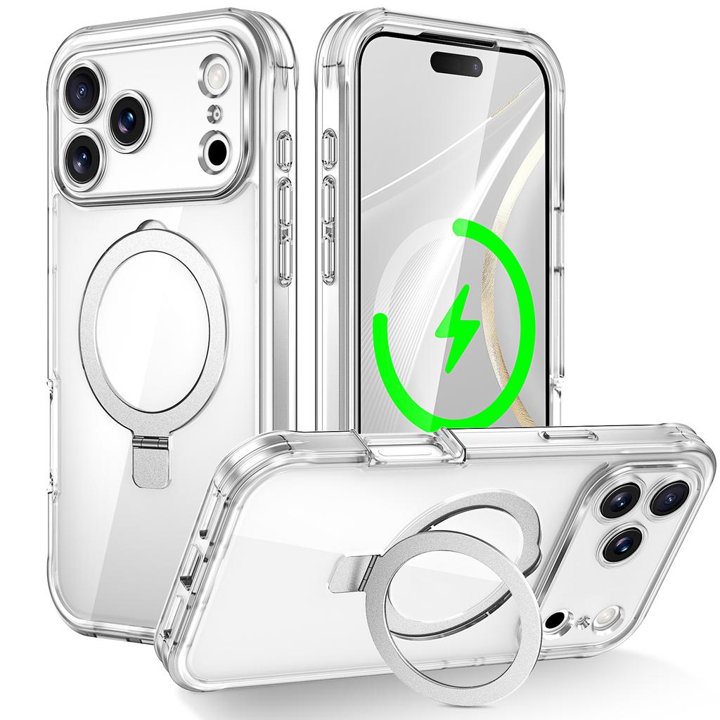 Etui na iPhone 17 Pro Max typu Skin Touch, jednokolorowe, z TPU+PC, pokrowiec na telefon z magnetyczną podpórką