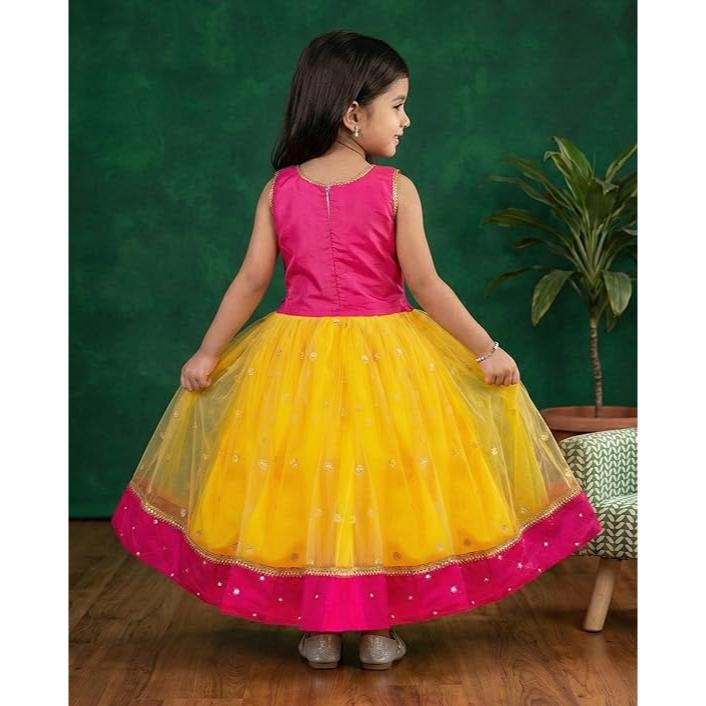 Комплект одежды для девочек Лехенга-чоли, Girls Lehenga Choli Set (Yellow & Pink),  Stanwells Kids
