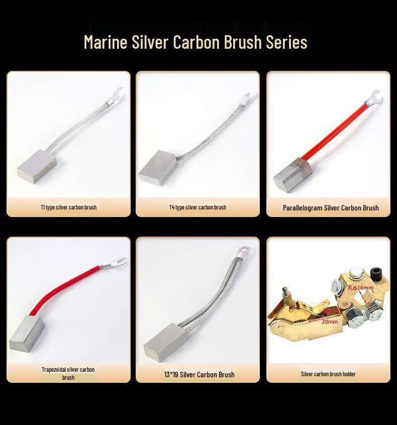 Marine Tail Shaft Silver Carbon Brush OT (10x25x35/40/32/50mm) Silver Graphite CAG