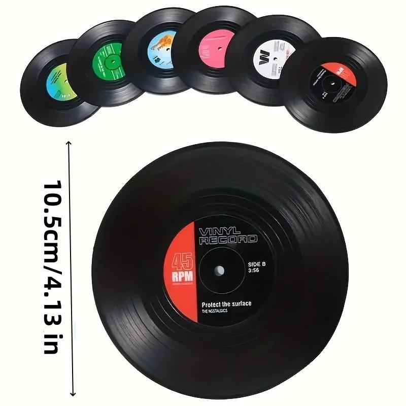 6/12 Stück Vintage Tassenuntersetzer Bunte Retro Schallplatten-Untersetzer Runde Untersetzer Couchtisch-Dekor Wärmeisolierender Untersetzer