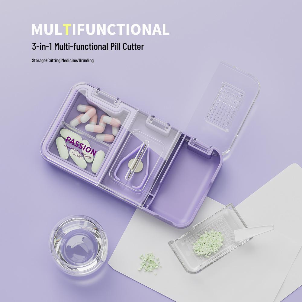 Portable Pill Organizer with Tablet Cutter and Grinder