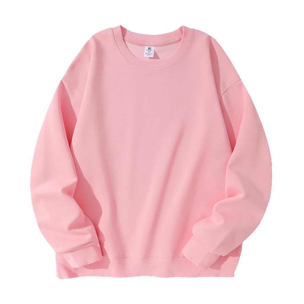 Men's And Women's Solid-color Casual Round-neck Long-sleeved Top, Men's Fitted Thickened Cotton Sweatshirt Base Layer Top