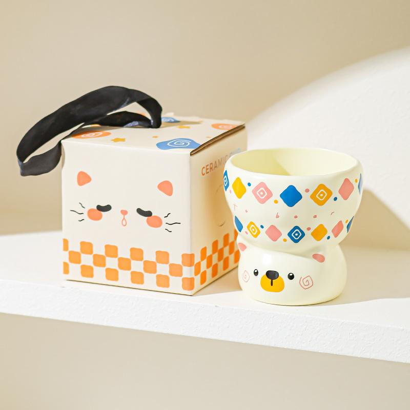 

High Looking Cute Mug Breakfast Milk Cup Office Drinking Cup Couple Ceramic Cup Best Friend DailyWear Cup Strong 301-400ml