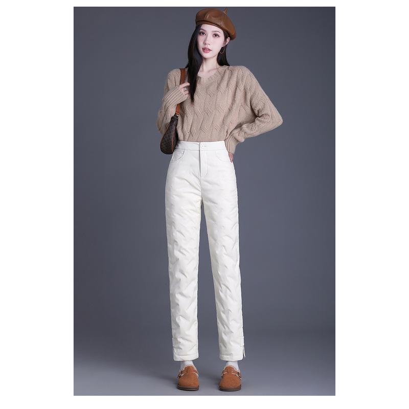 Down Pants for Women To Wear Outdoors in Autumn and Winter. They Are Thick and Small Pants for Women To Keep Warm Outdoors in The Sub-zero Temperature