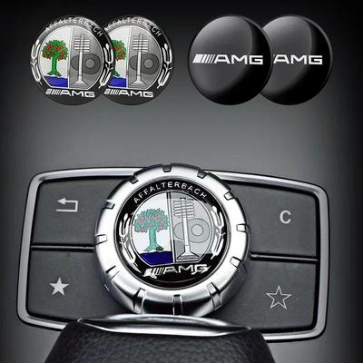 Cubierta de Botón Multimedia de Control Central de Coche de 29 mm, Perilla de Recorte, Pegatina para Mercedes Benz AMG GLC C CLA GLA W205 W211 W213 W212 W204