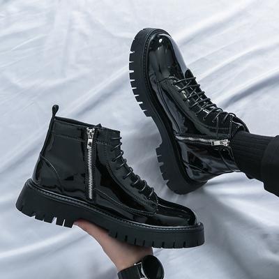 Mode Neue High-End-Stiefel für Herren Mode Lederschuhe Luxusmarke Knöchel Leder Business-Stiefel Schnürschuhe Herren Dicksohlige Schuhe