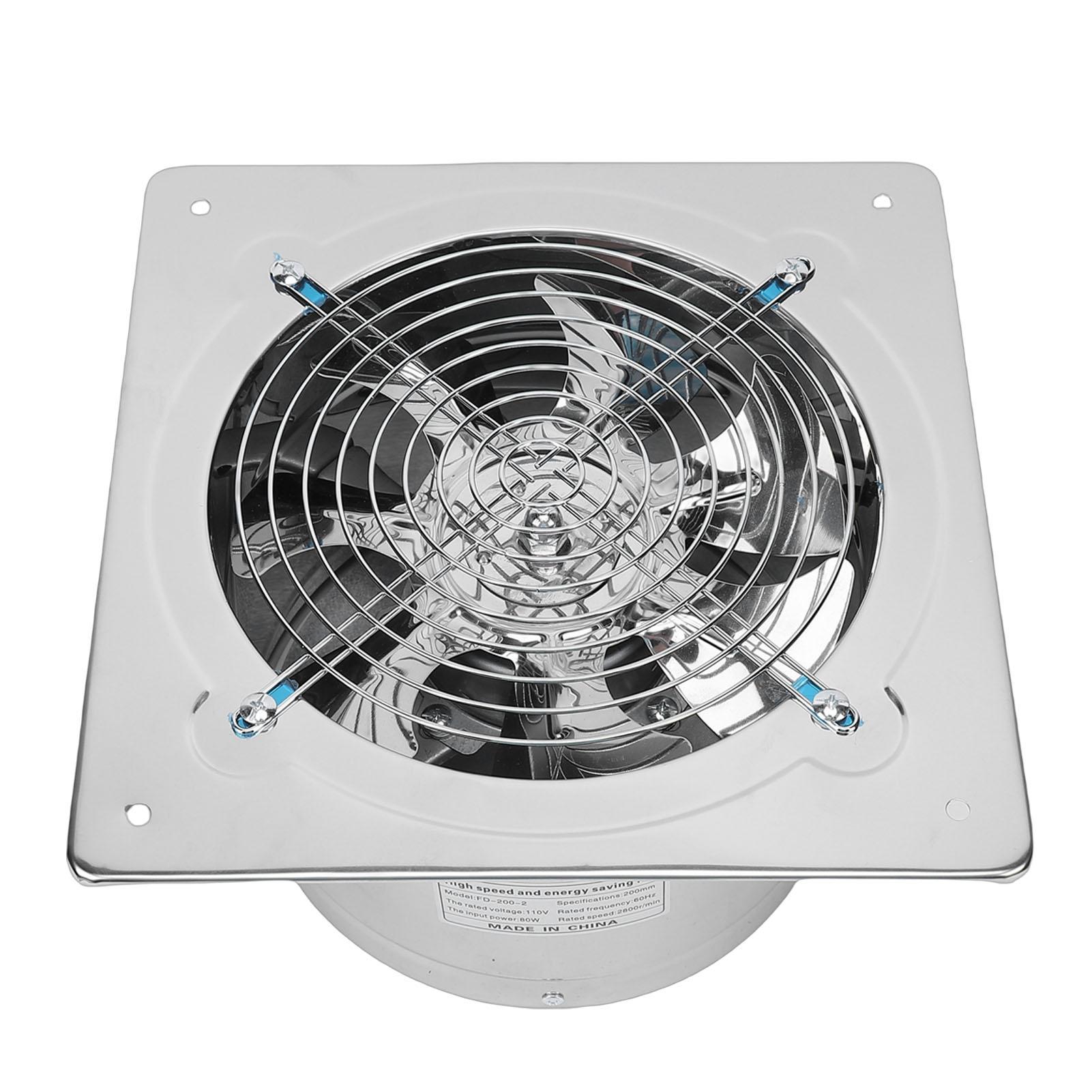 Extractor de Cocina Montado en Pared de 8 Pulgadas 850m³ h de Acero Inoxidable Ventilador de Ventilación para Desván con Válvula de Retención para Baño Tienda black