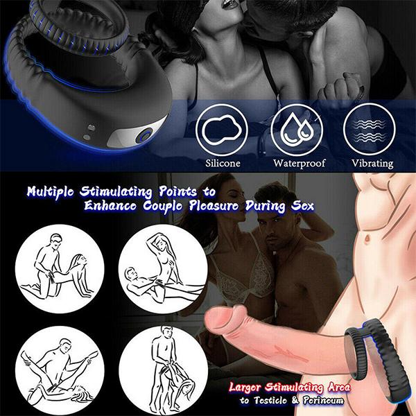 Silicone Male Cock Ring Penis Vibrator Couple Sex Toys Rechargeable For Men