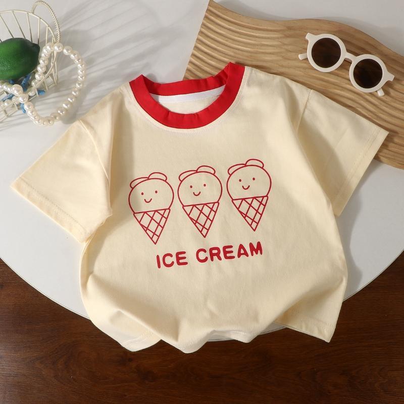 Boys T-shirts Summer Tops for Kids Cartoon Short-sleeve Girls Tees Candy Color Children Shirts Cotton Teenager Clothes