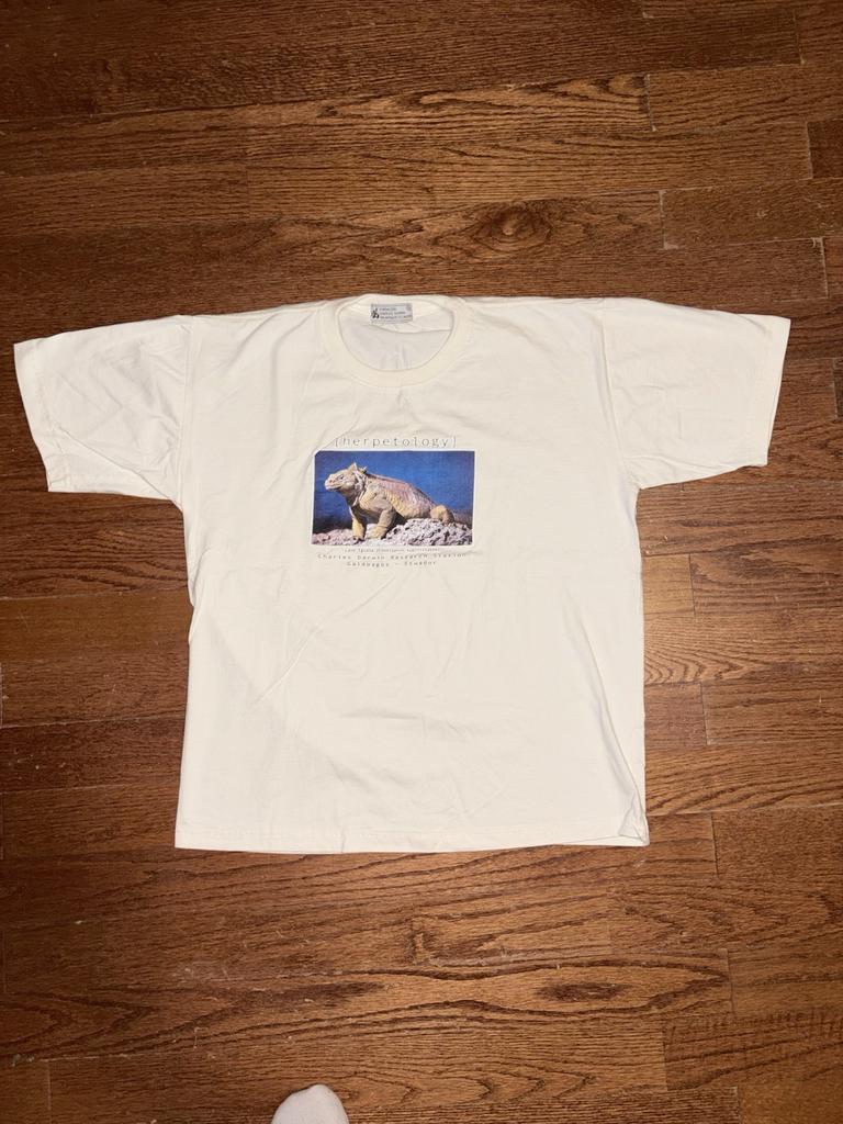 Vintage 90s Charles Darwin Herpetology Land Iguana Shirt Mens XL White Nature Unisex T-Shirt