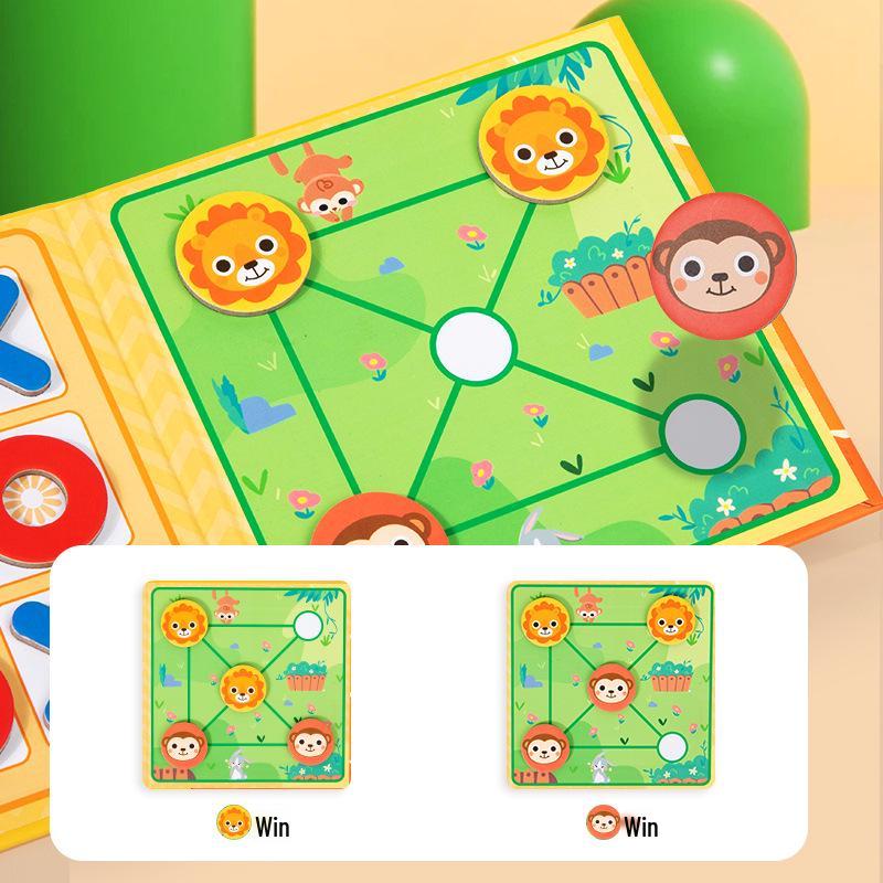 Kongming Chess 3-in-1 Solitaire, Tic-Tac-Toe, and Huarong Road Puzzle Board Game Toy