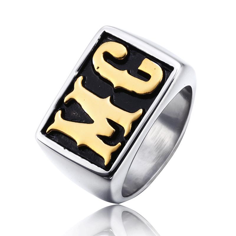 Men's European American Hip Hop Titanium Steel Punk Ring