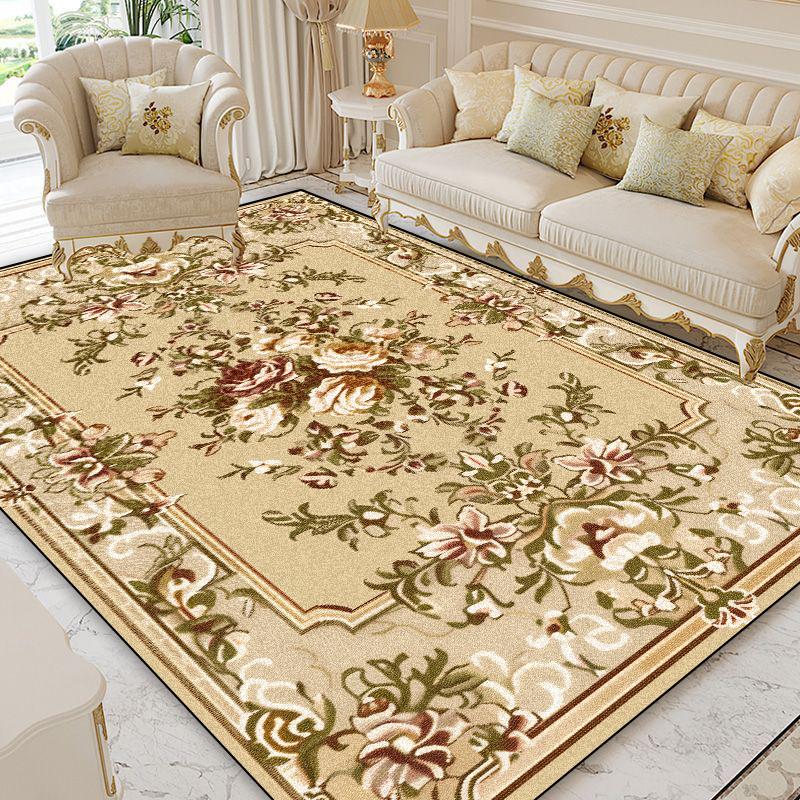 European Style Home Decoration Rugs Living Room Retro Flower Carpet Hall Sofa Large Area Rug Non-slip Room Doorway Soft Foot Mat