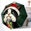 1pc Christmas Cat Automatic Open/Close Umbrella - Compact Travel Umbrella, 8-Rib Heavy-Duty Construction, Ideal Gift, 28026