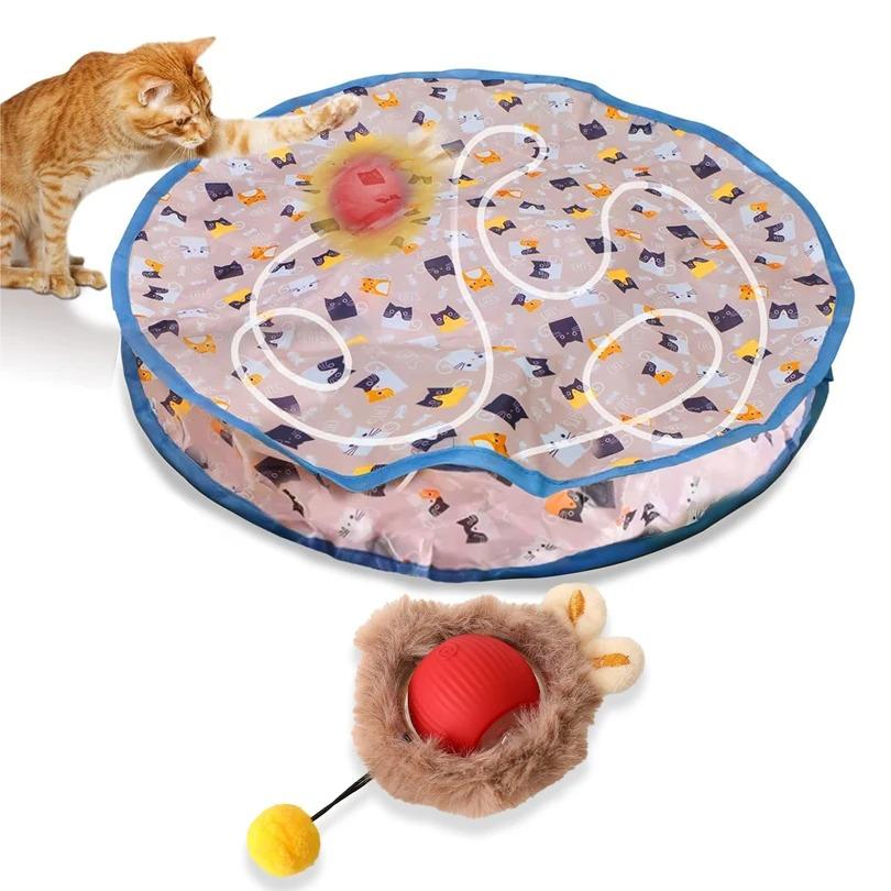 Interactive Cat Toys Ball Fast Rolling in Pouch Hide and Seek Kitten Toy Motion Activated Interactive Cat Toy for Indoor 2025