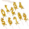 Gold Crown Number Birthday Candles Luxury Metallic Numeral Cake Toppers Happy Birthday Party Decorations for Kids Adults Men Women