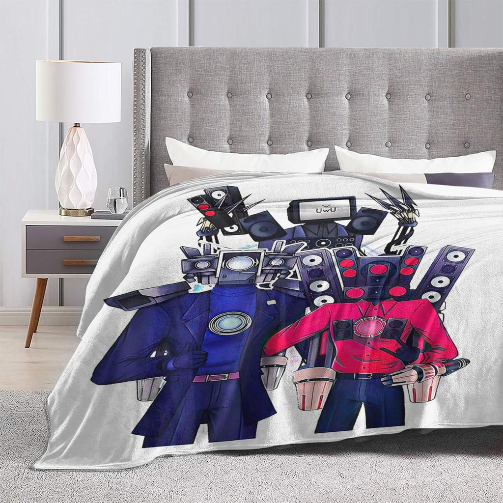 Skibidi Toilet Funny Blanket Soft Warm Flannel Throw Blanket Cover for Bed Living room Picnic Travel Home Couch