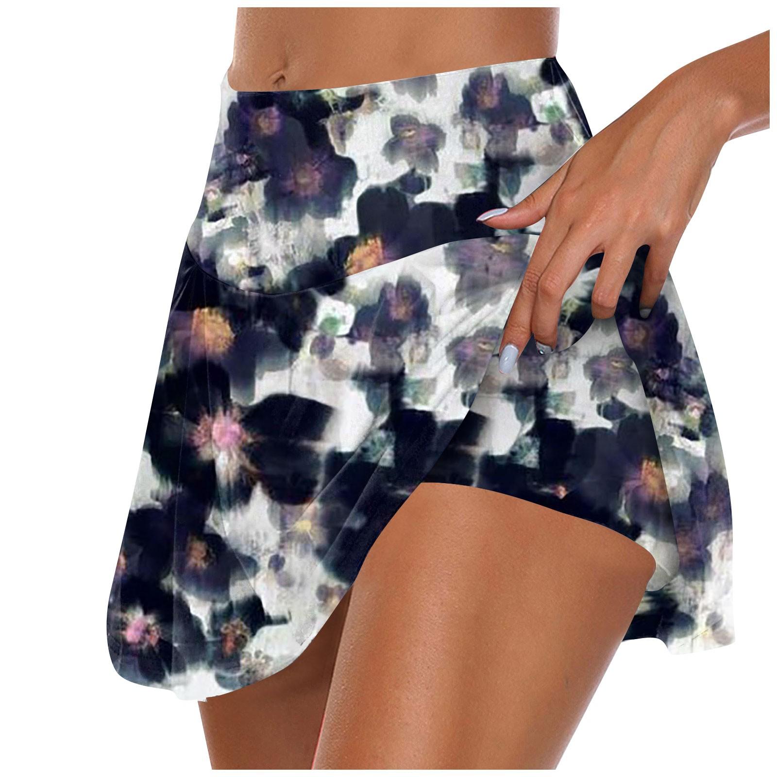 

Женские спортивные эластичные плиссированные теннисные юбки для бега, йоги, внутренние шорты, эластичные спортивные шорты для гольфа XXL чёрный