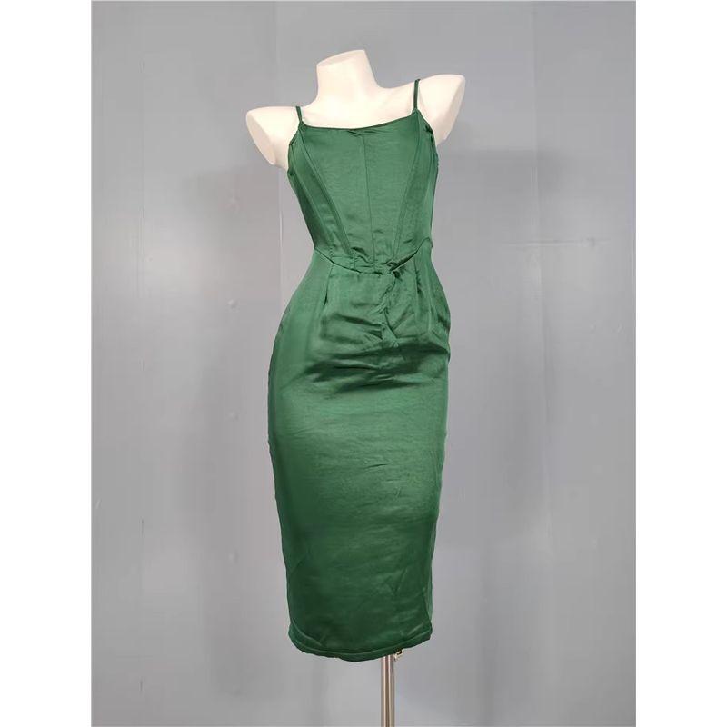 

Export Fashion New Arrival Dopamine Wear Strap for Ladies Fishbone Plastic Wrapped Chest Sheath Sexy Sexy Dress Dopamine Green XL